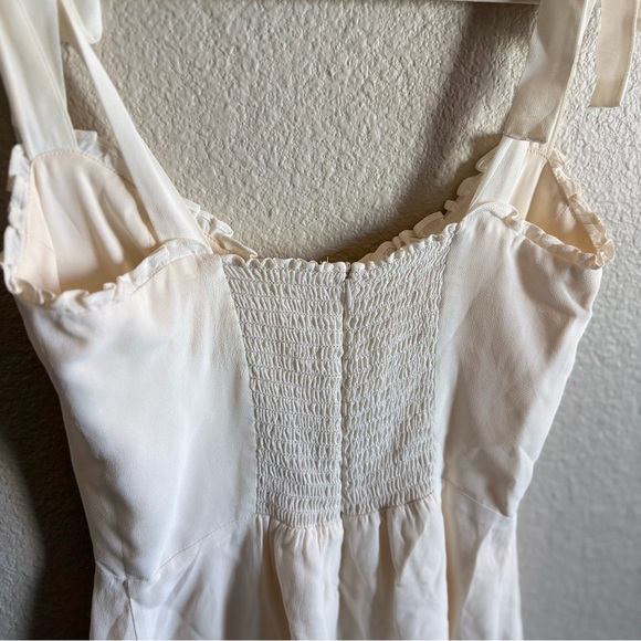 Reformation Elegant Cream Mini Dress Ruffles Bridal Spring Feminine Minimalist - Picture 9 of 10